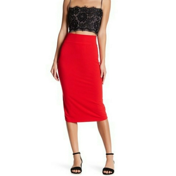red midi skirt bodycon